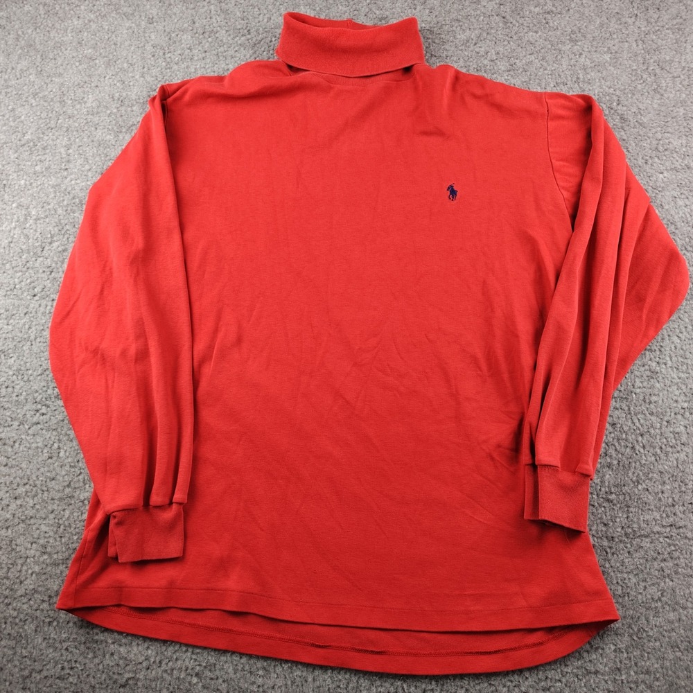 VTG Polo Ralph Lauren Red Turtleneck Shirt Mens Large Made in USA 100% Cotton